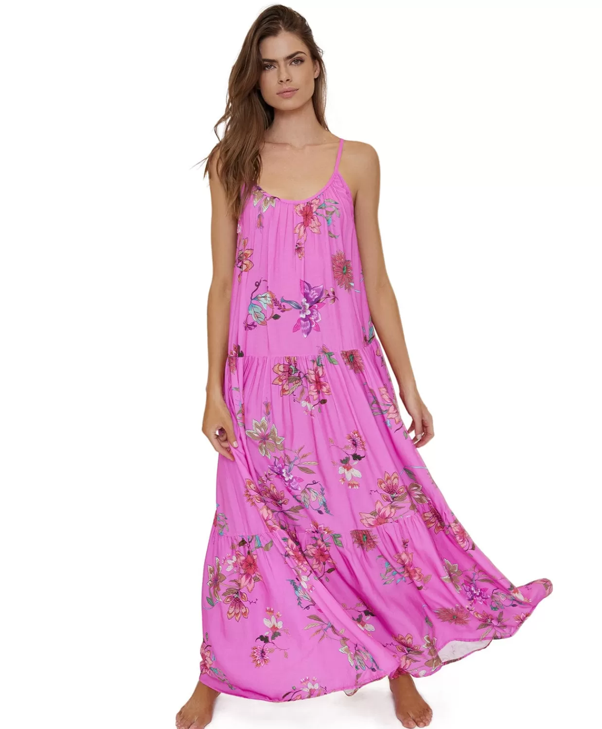 PQ Swim Cover Ups + Dresses*Garden Pink Aaron Long Dress (Final Sale)