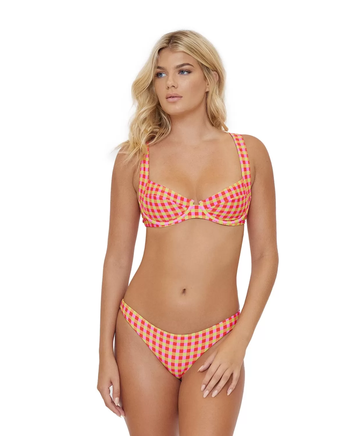 PQ Swim Bikini Bottoms*Gingham Basic Ruched Bottoms (Final Sale)