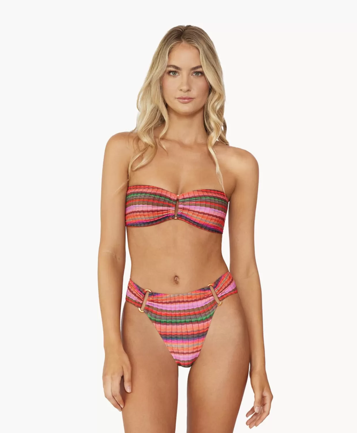 PQ Swim Bikini Bottoms*Jetty Stripe Detail Fanned Bottoms