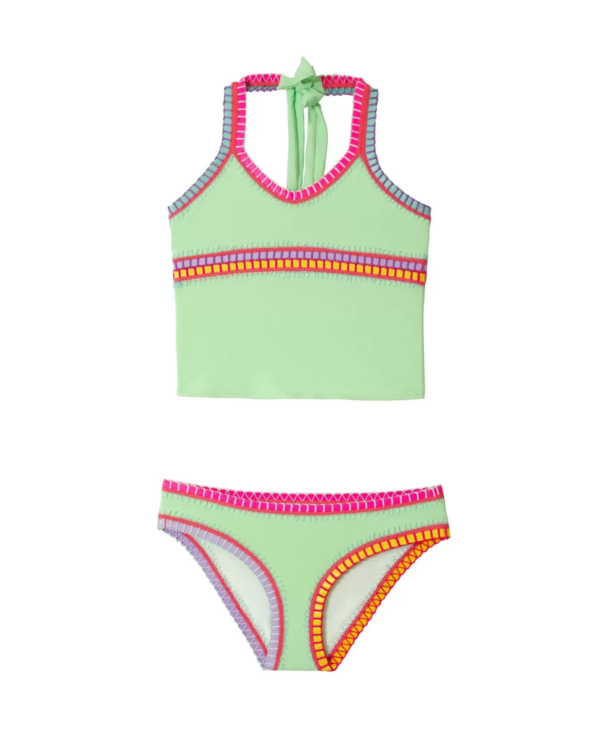 PQ Swim Bikinis*Kids Aloe Rainbow Embroidered Tankini