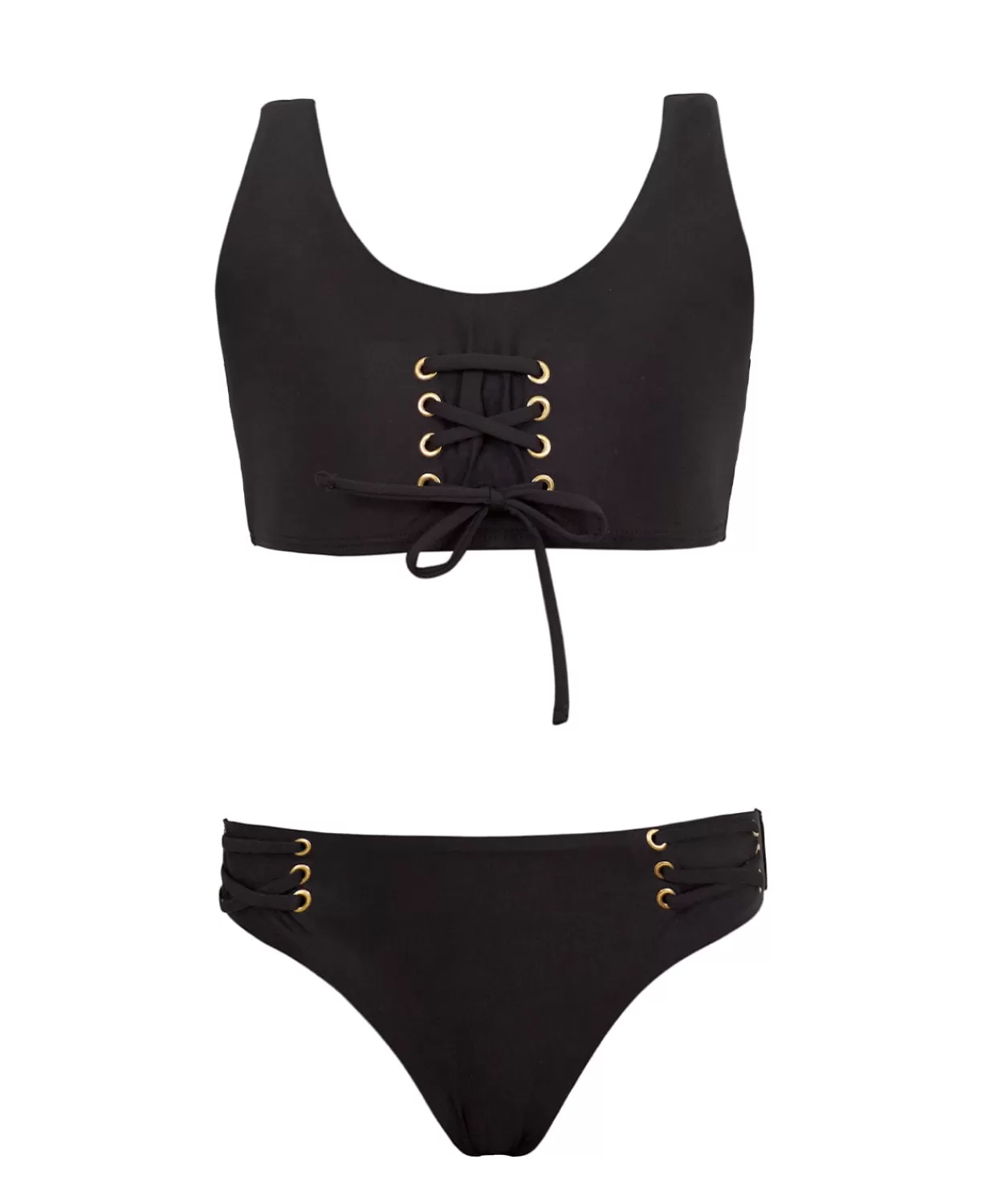 PQ Swim Bikinis*Kids Black Pier Lace Up Bikini