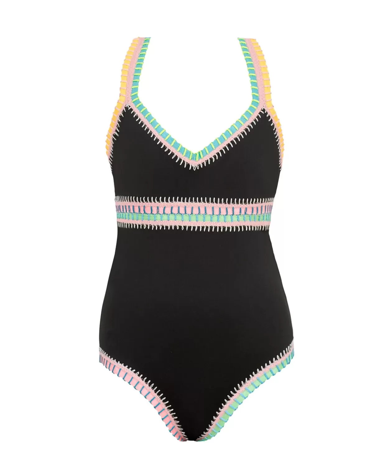 PQ Swim One Pieces*Kids Black Pier Rainbow Embroidered One Piece