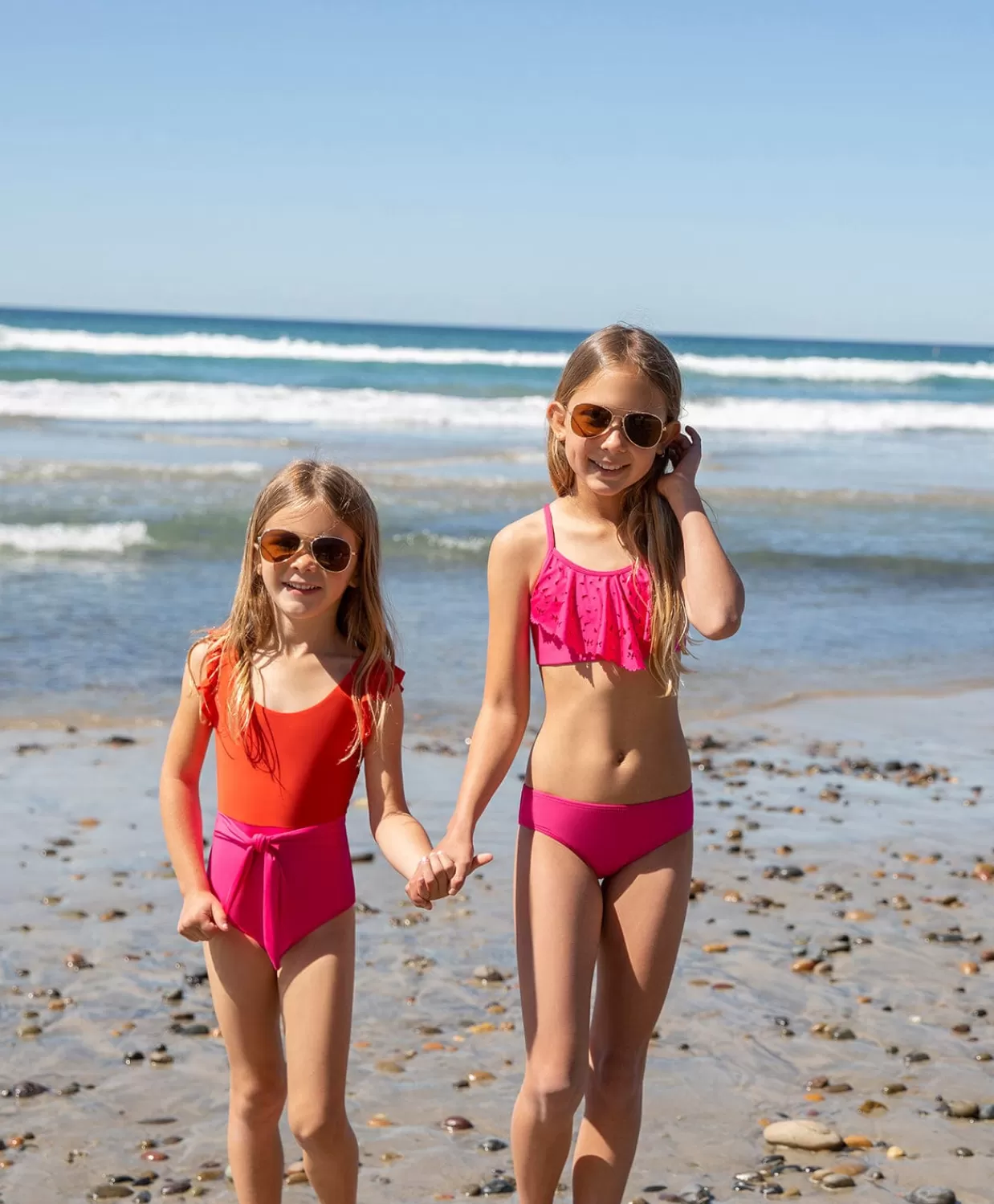 PQ Swim One Pieces*Kids Cosmo Pink Belted Knot One Piece