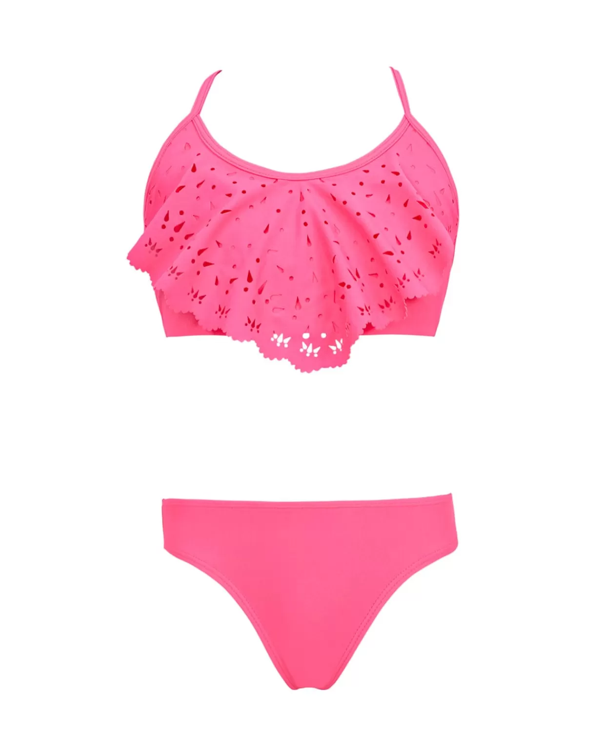 PQ Swim Bikinis*Kids Cosmo Pink Laser Flutter Bikini