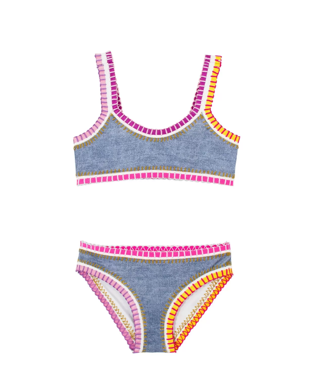 PQ Swim Bikinis*Kids Indie Sky Sporty Rainbow Embroidered Bikini