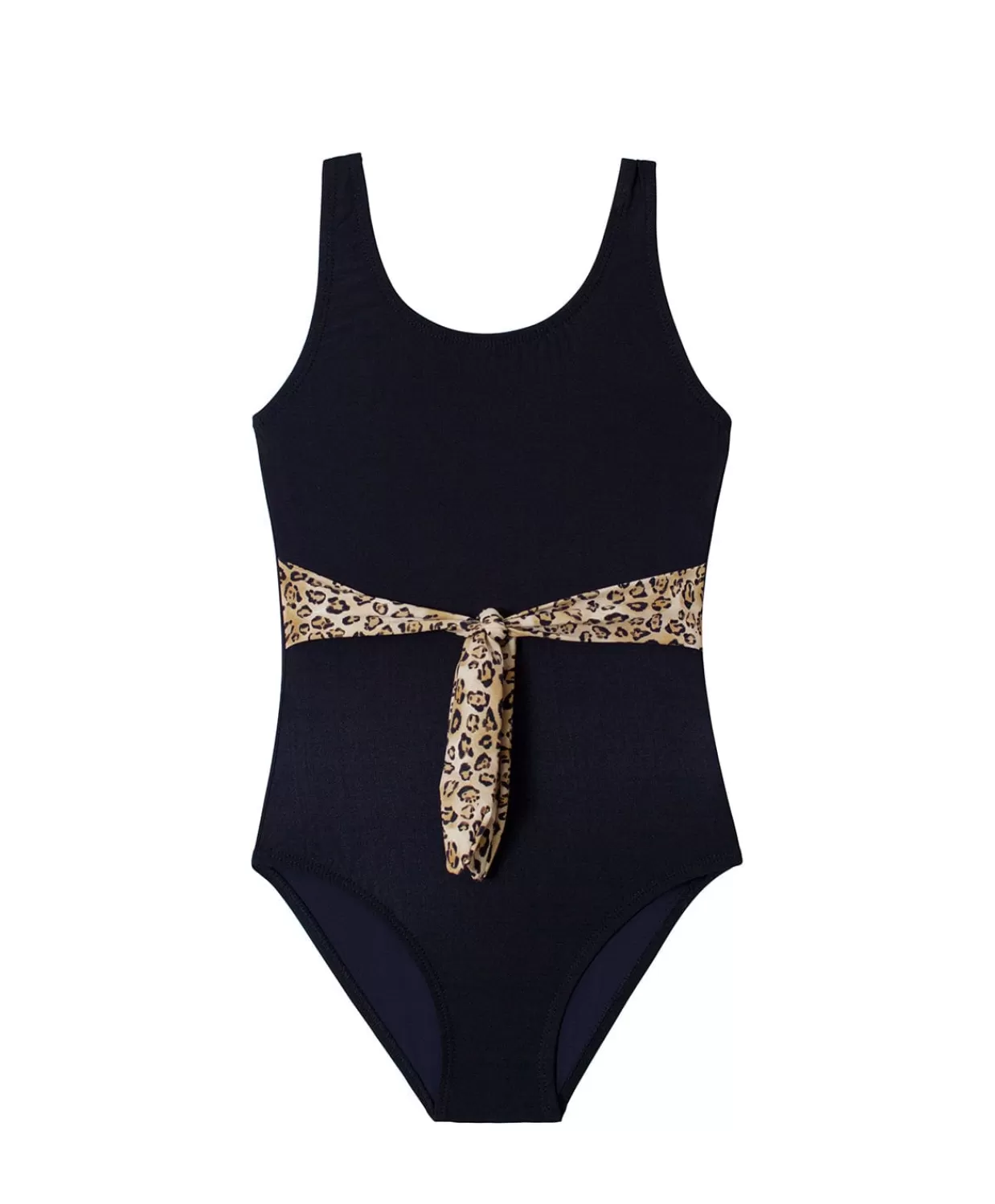 PQ Swim One Pieces*Kids Leopard Belted Bow One Piece