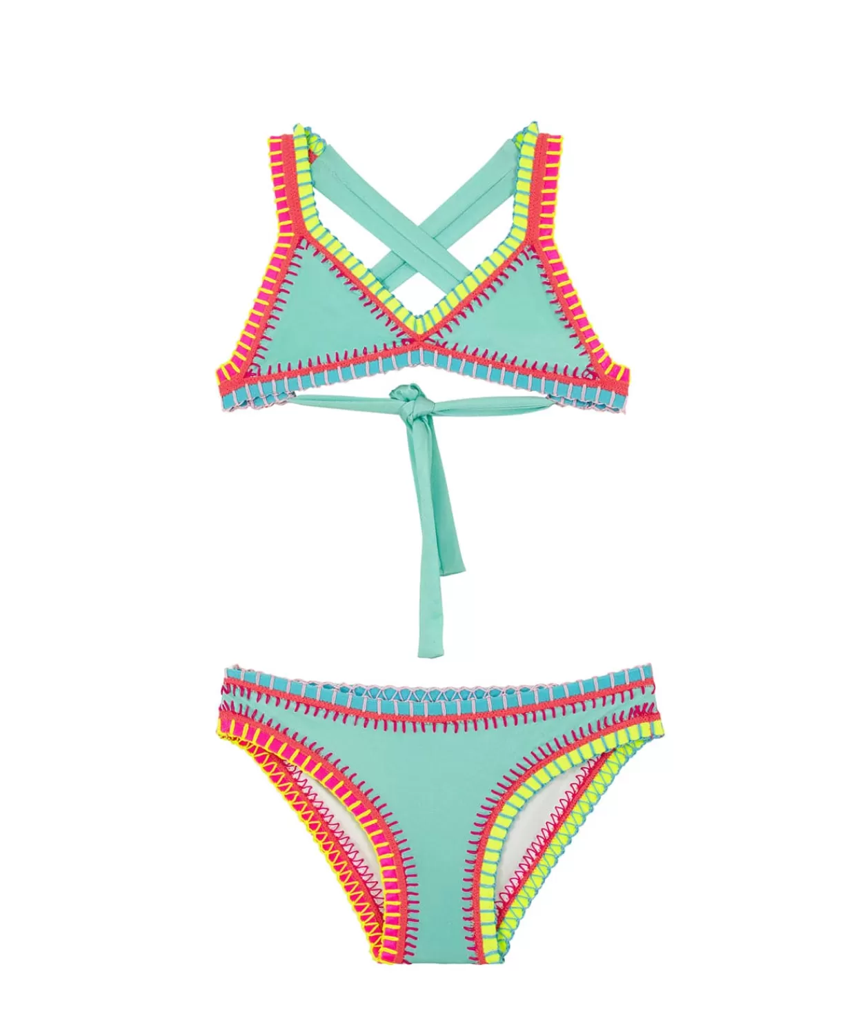 PQ Swim Bikinis*Kids Seashore Rainbow Embroidered Bikini