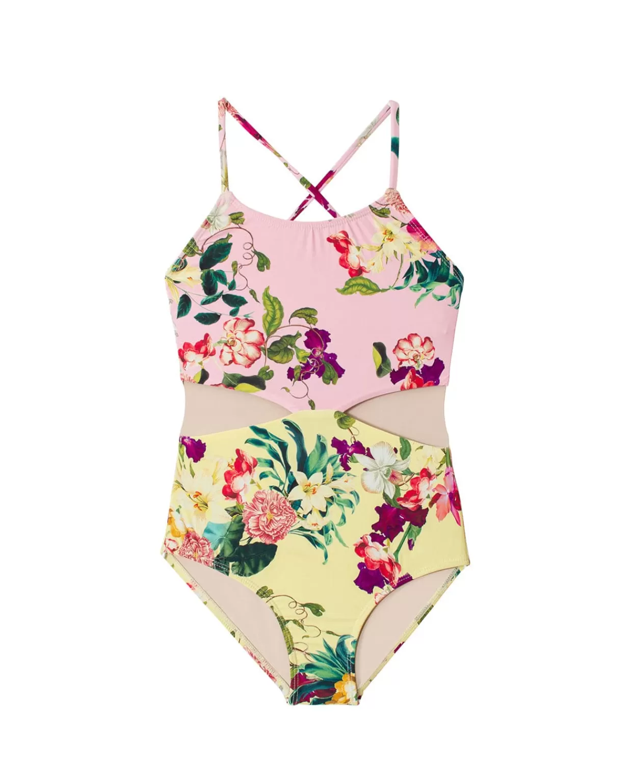 PQ Swim One Pieces*Kids Summer Hibiscus Cut Out One Piece