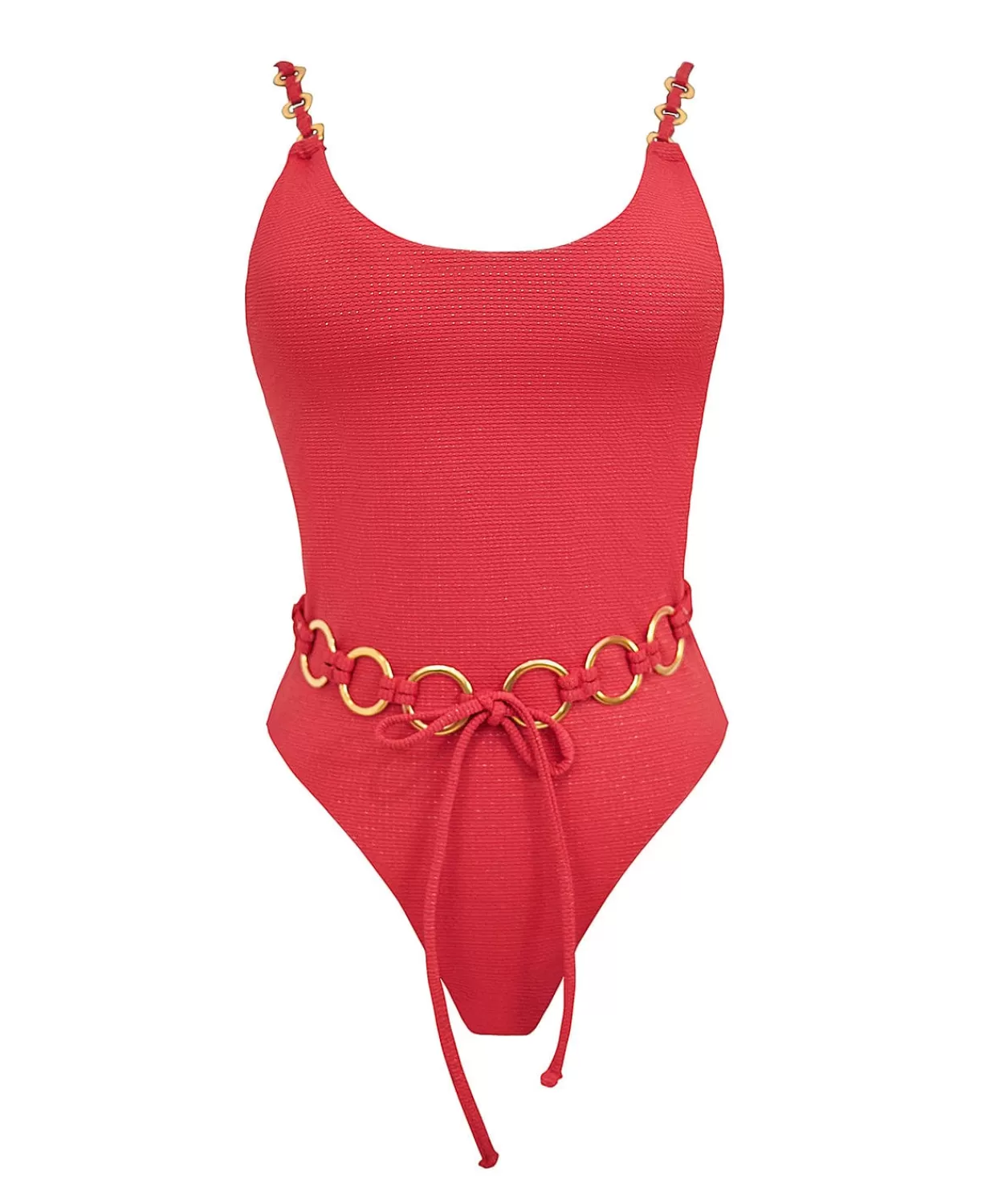 PQ Swim One Pieces*Red Link Belted One Piece (Final Sale)