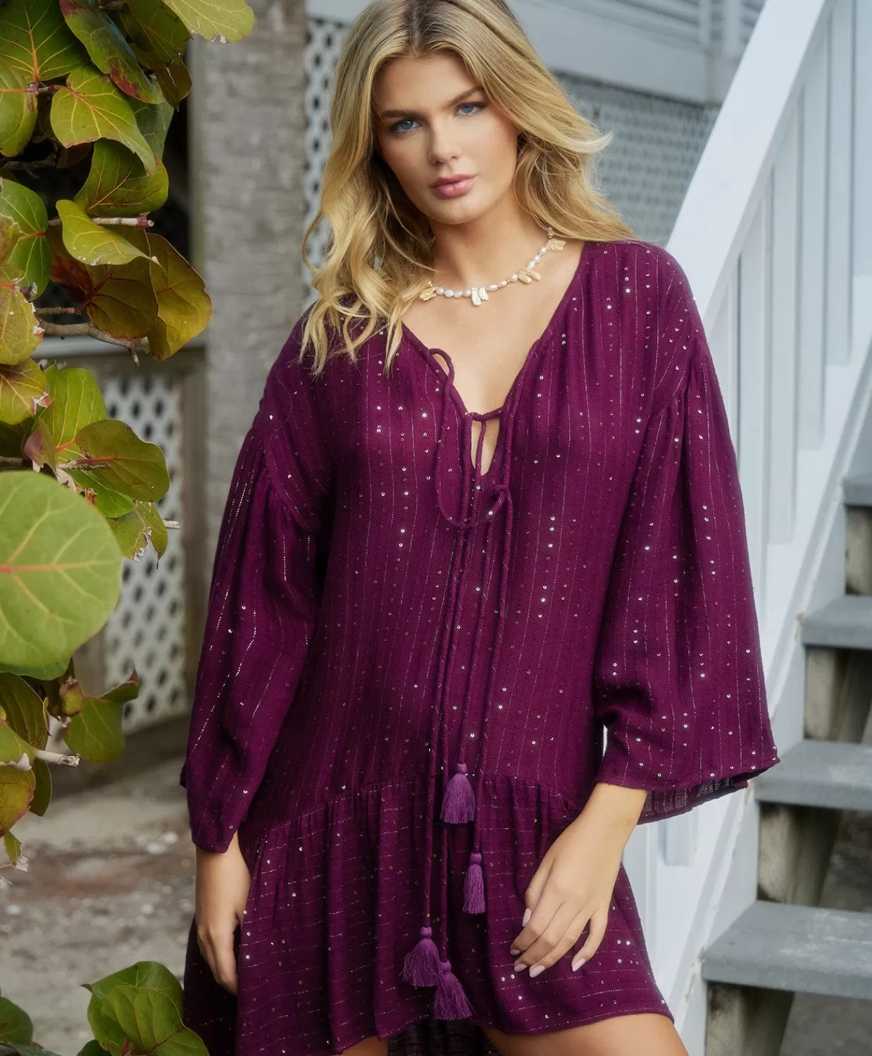 PQ Swim Cover Ups + Dresses*Sangria Angelica Sequined Tunic