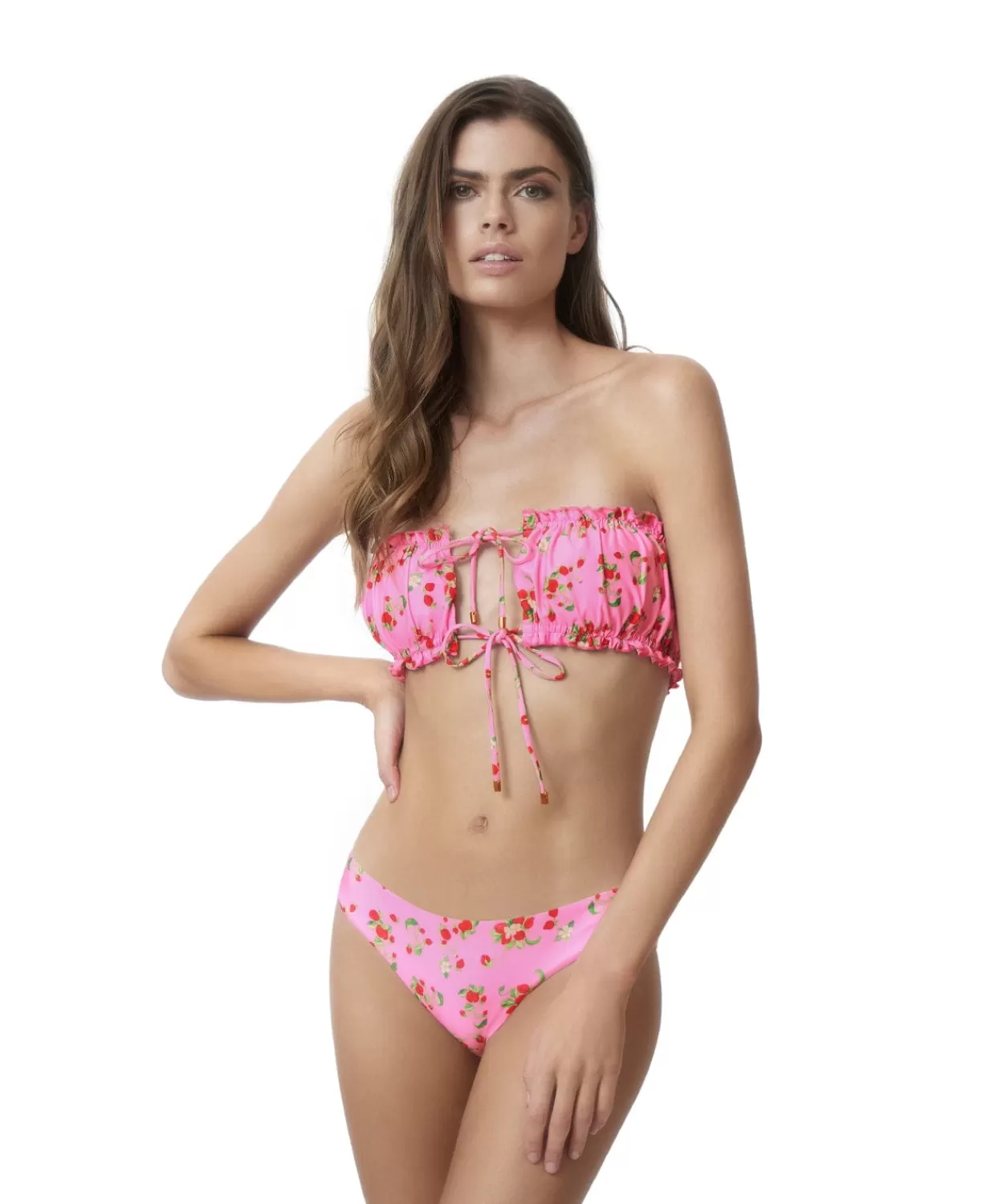 PQ Swim Bikini Tops*Strawberry Fields Remi Ruched Bandeau (Final Sale)