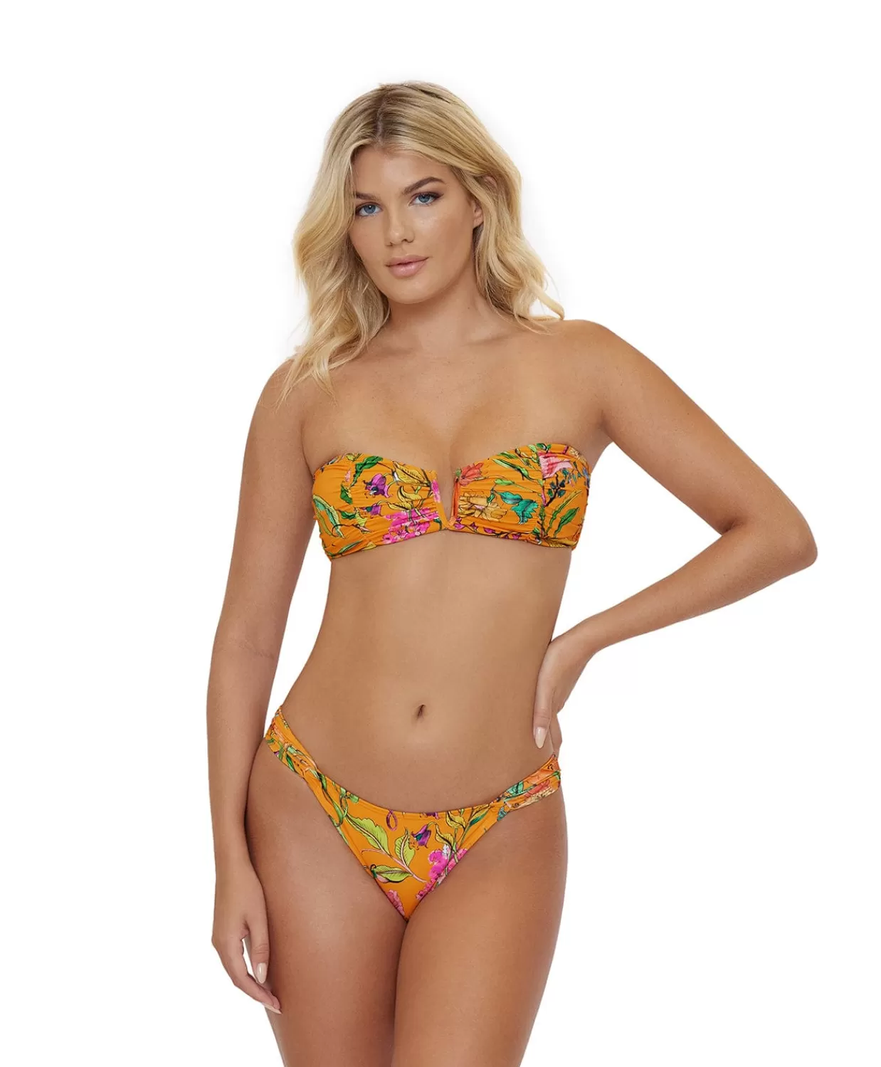 PQ Swim Bikini Tops*Wild Bloom Ruched Bandeau (Final Sale)